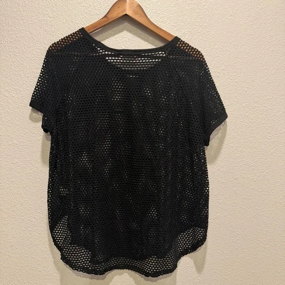 SJS Black Mesh Net Top XL Y2K Fishnet Tee Streetwear Goth Festival - Picture 2 of 10